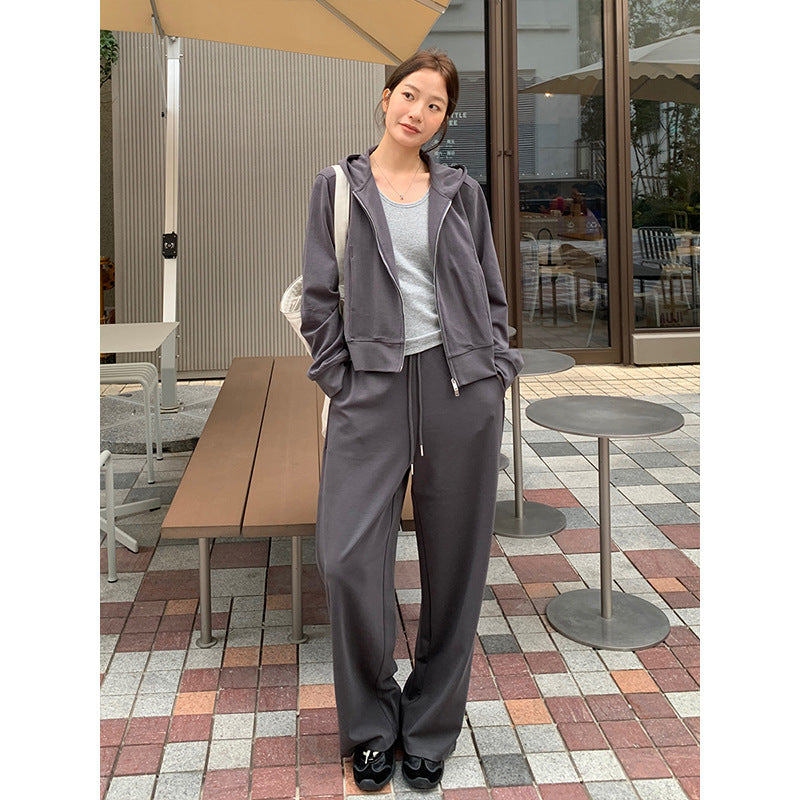 2025 Modal hooded sweater + casual sweatpants women's 2025 spring Korean version sports two-piece set T027