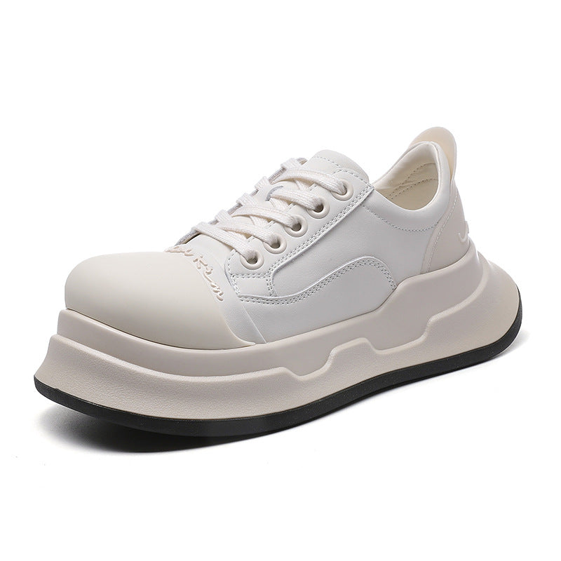 xakxx Mickey Big Head Shoes Women's New NEWn Retro Casual Platform Height Increasing Canvas Shoes Pumps Genuine Leather Bread Shoes