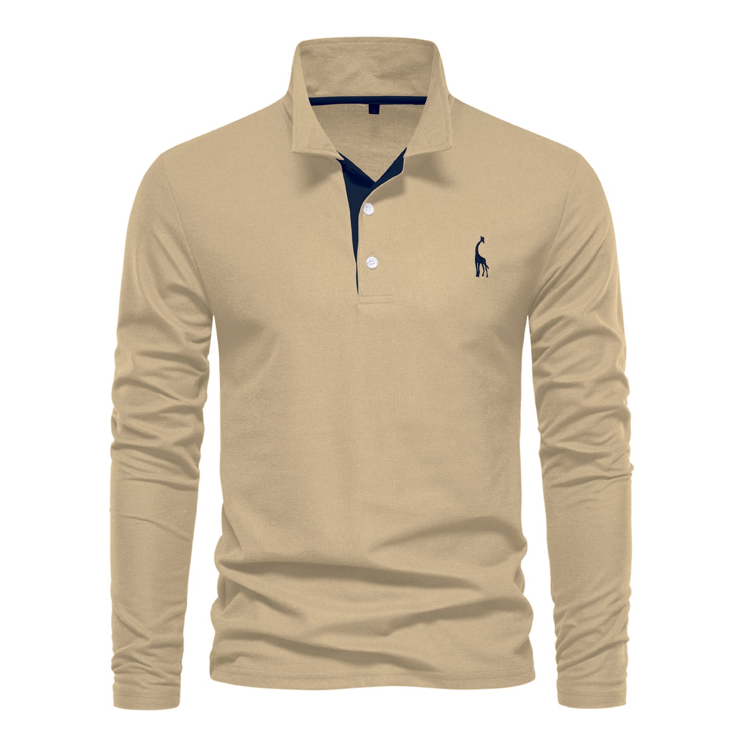XAKXX 2025 popular Spring and Autumn New Lapel Men's Cotton POLO Shirt Fashion Casual Men's Deer Embroidery Long Sleeve Spot Wholesale