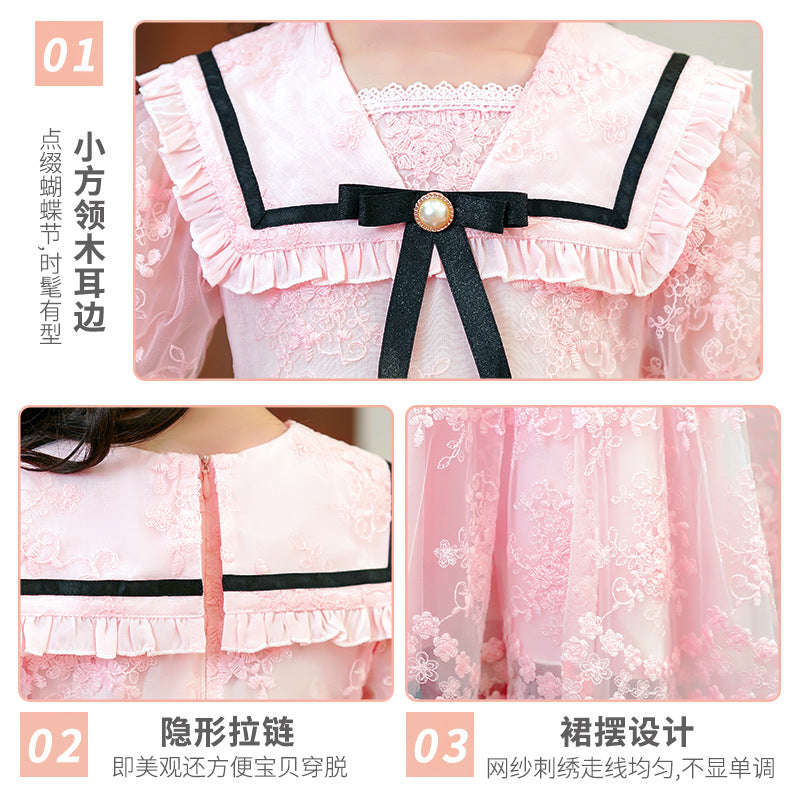 Children's Dress New Summer Lace Puff Princess Dress Children's Summer Clothing Girls Korean Style Sweet Skirt