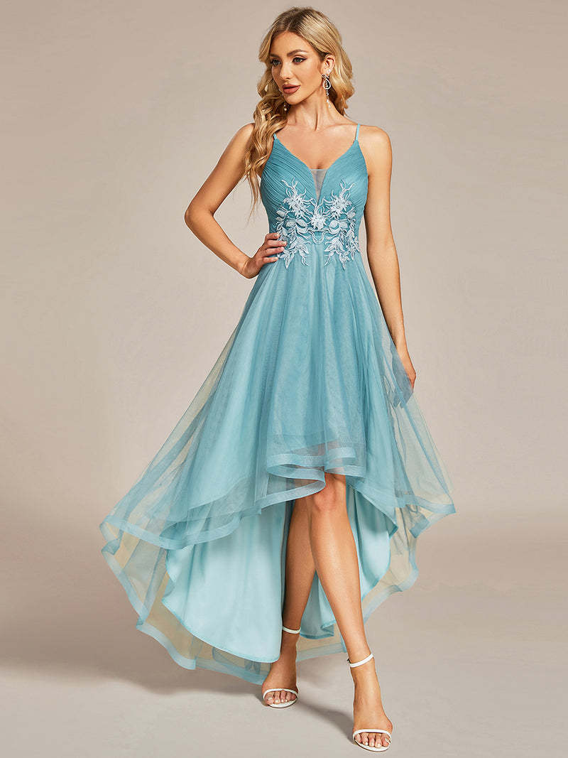 2025 popular autumn new 2025 dresses deep V simple front short rear long mesh yarn annual meeting bridesmaid dance evening dress