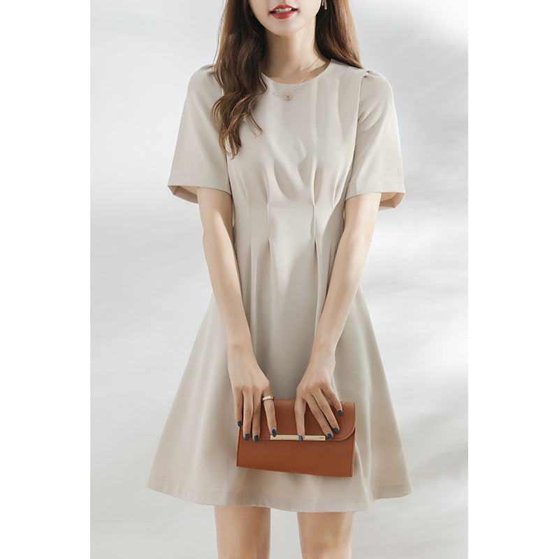 2025 retro little black dress temperament dress summer new temperament waist black chiffon skirt women's clothing