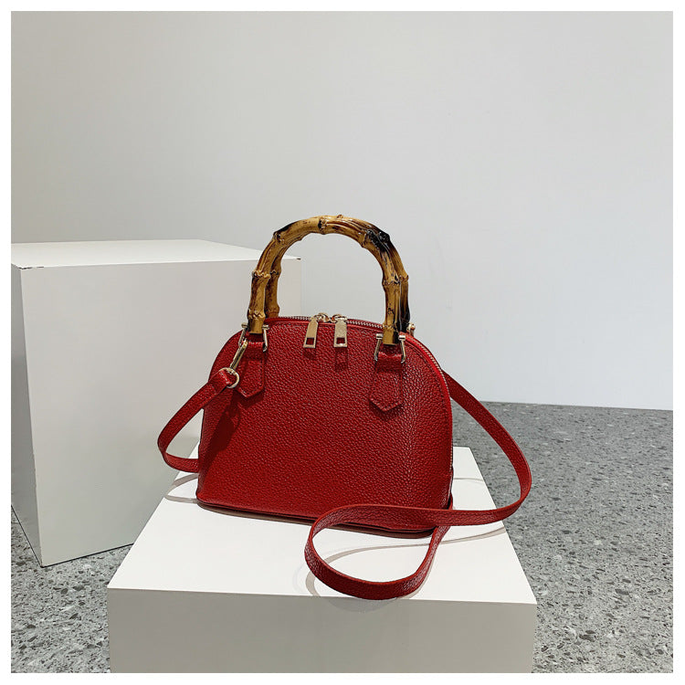 XAKXX 2025 on the new texture lychee pattern popular shell bag fashion bamboo handbag Internet celebrity Popular style shoulder oblique span bag