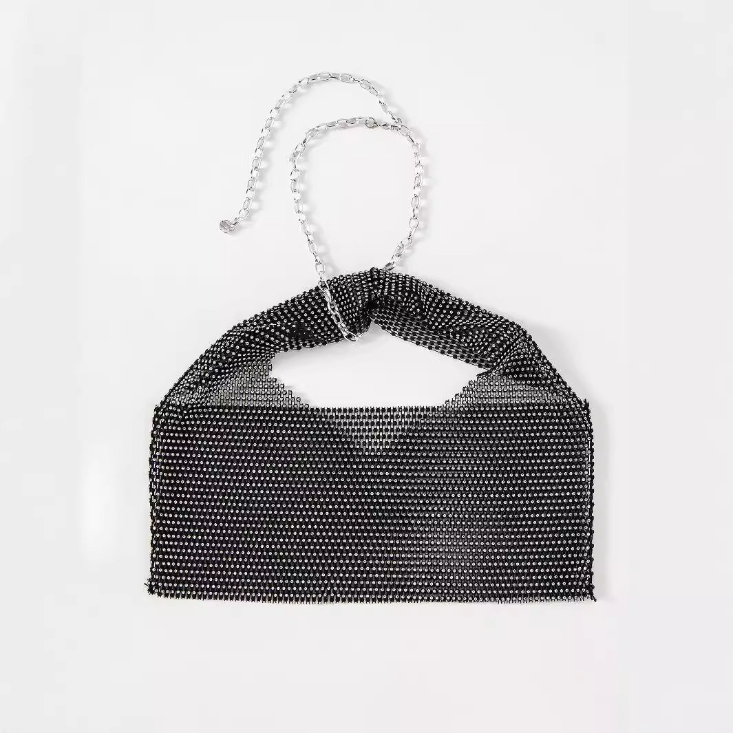 6392 Spring and summer New new products 2025 women's clothing fishing net rhinestone sling sexy tight elastic vest neck top