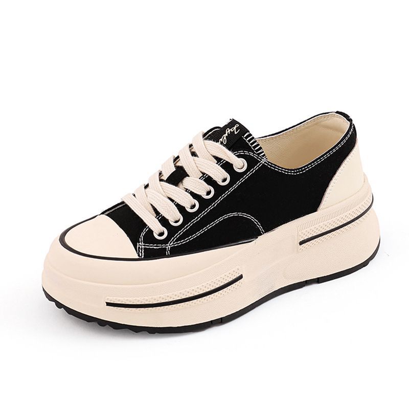xakxx Inner Full-Grain Sheepskin Canvas Shoes Autumn New Women's Height Increasing Platform Shoes Women's All-Match Casual Shoes Women's