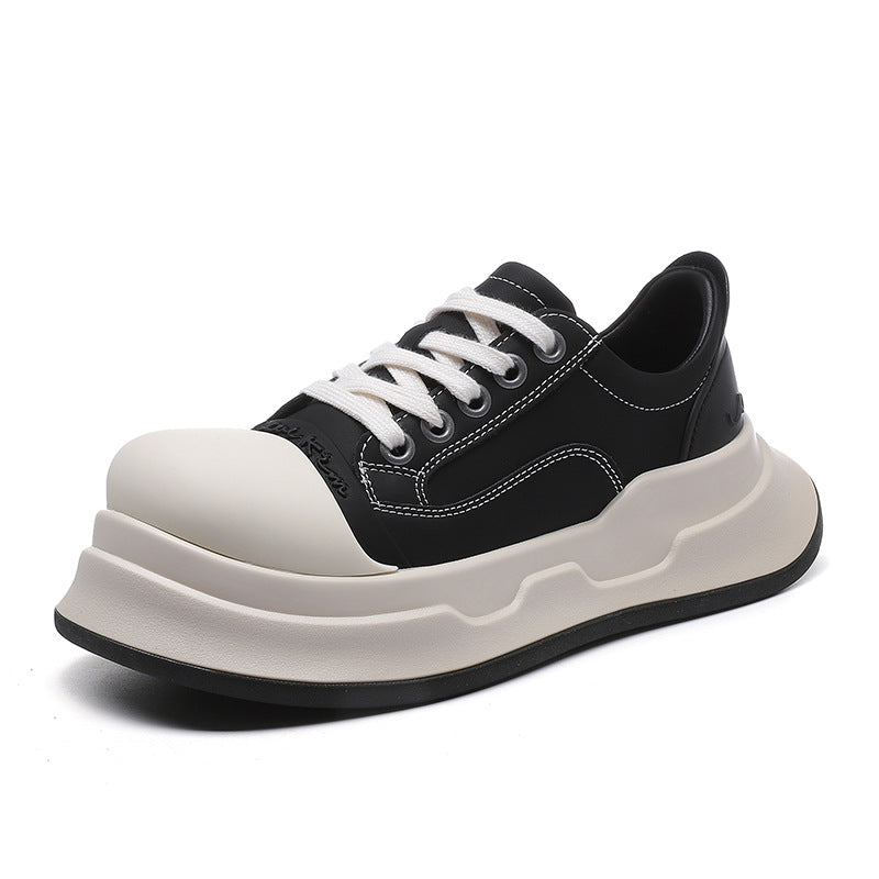 xakxx Mickey Big Head Shoes Women's New NEWn Retro Casual Platform Height Increasing Canvas Shoes Pumps Genuine Leather Bread Shoes