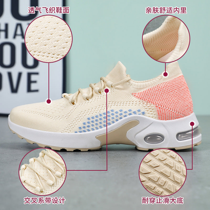 xakxx Women's Shoes Summer Shoes Cross-Border Temu Women's Shoes Wholesale Flyknit Breathable Casual Shoes Air Cushion Sneaker