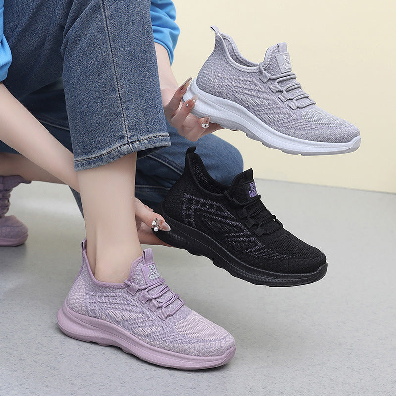 xakxx Sneaker Women's Spring and Summer New Women's Flying Woven Soft Bottom Light Running Shoes Breathable Non-Slip Comfortable Pumps Women's