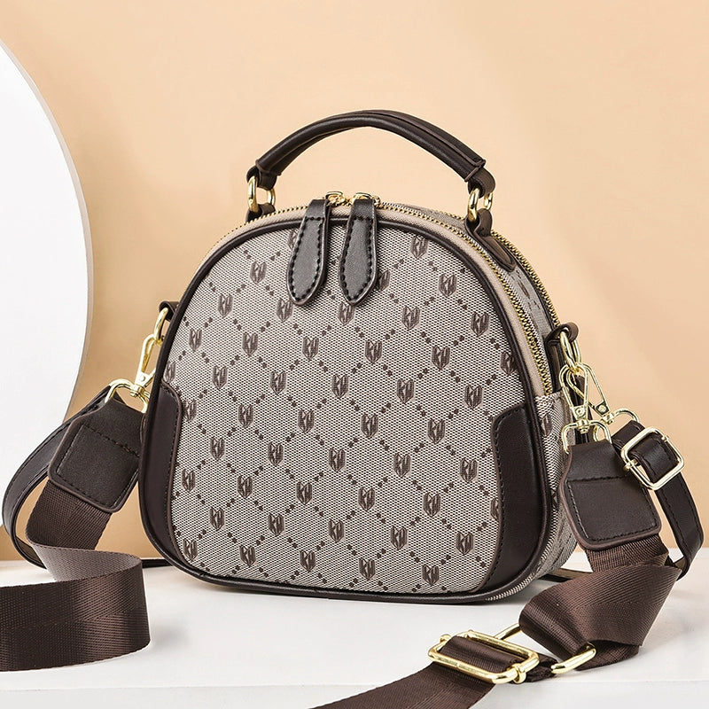 Bag women 2022 new trendy fashion high sense oblique span shoulder bag versatile light luxury portable small round bag women