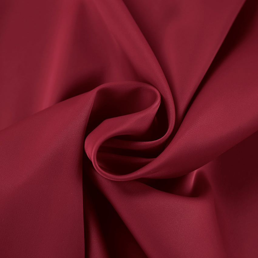 XAKXX Autumn and winter elegant burgundy premium thick matte satin high waist skirt versatile loose dress