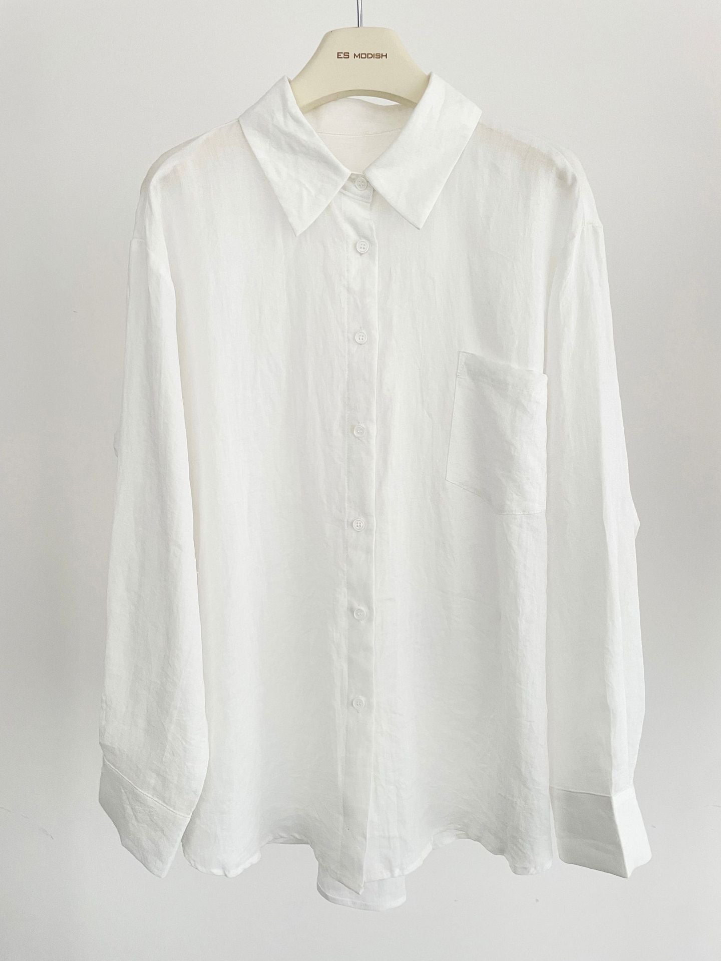 2025 ES MODISH spring new product niche rear split design basic version casual versatile shirt ramie shirt