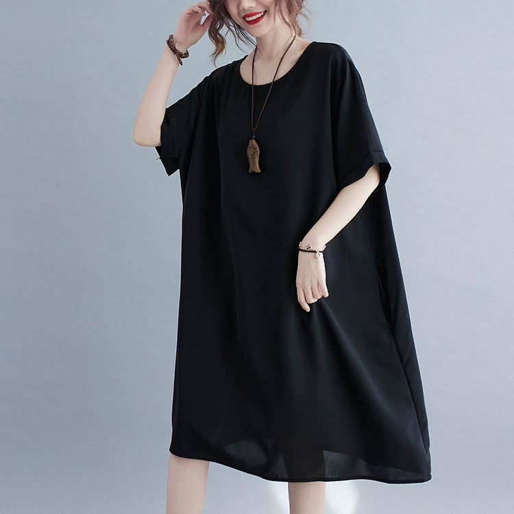 large-size dresses are fat mm and thin, summer short-sleeved loose cotton and linen belly-covering skirts, medium and long Popular-style high-end.
