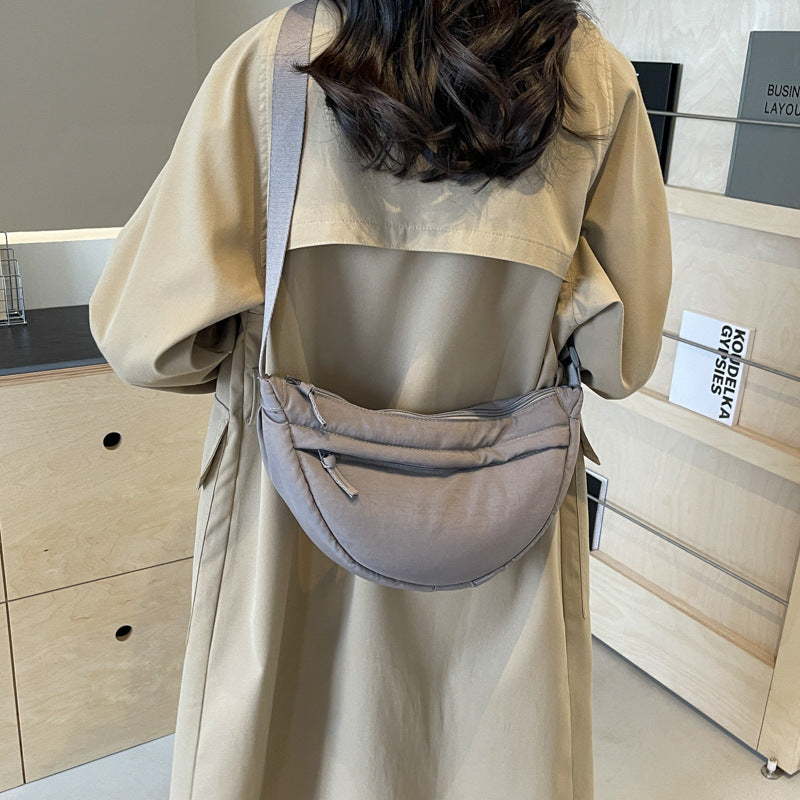 XAKXX 2025 Stylish soft and simple casual dumpling bag popular new versatile shoulder bag Japanese and Korean trend messenger bag