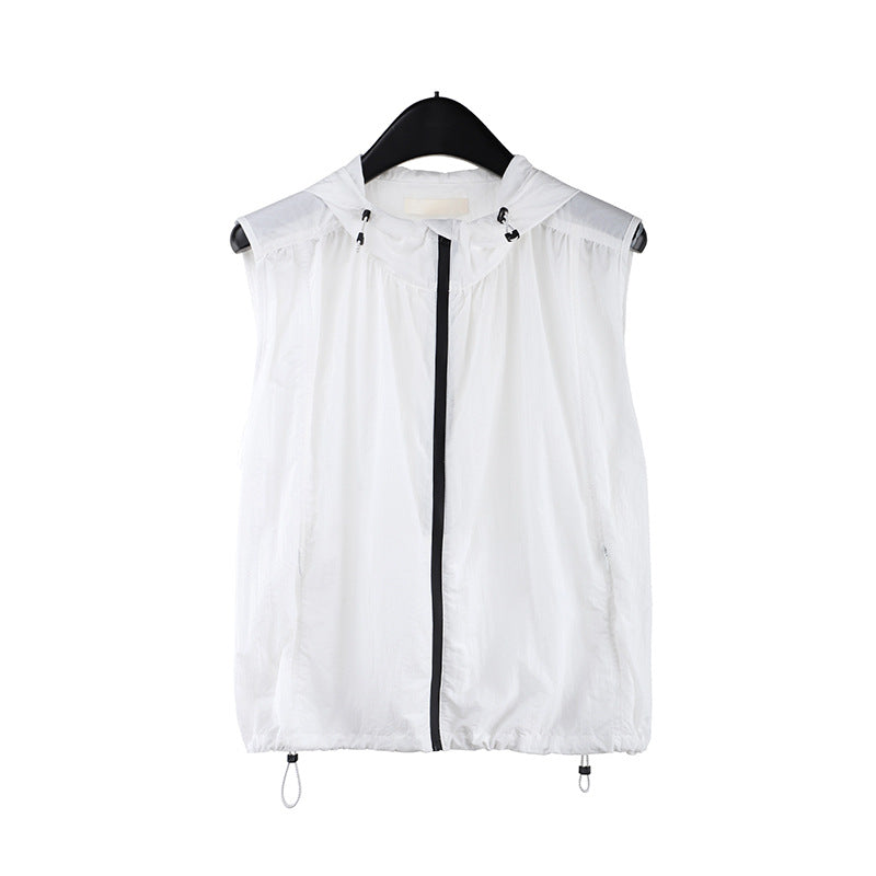 2025 hooded sleeveless vest sunscreen shirt 2025 summer new sports and leisure vest top T291