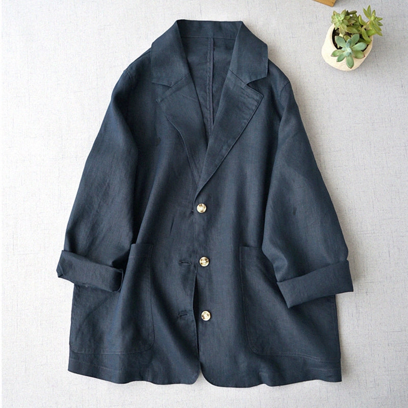 Brand discount women's clothing Japan and South Korea Popular trade clearance linen suit short jacket women's loose casual cotton and linen cardigan top