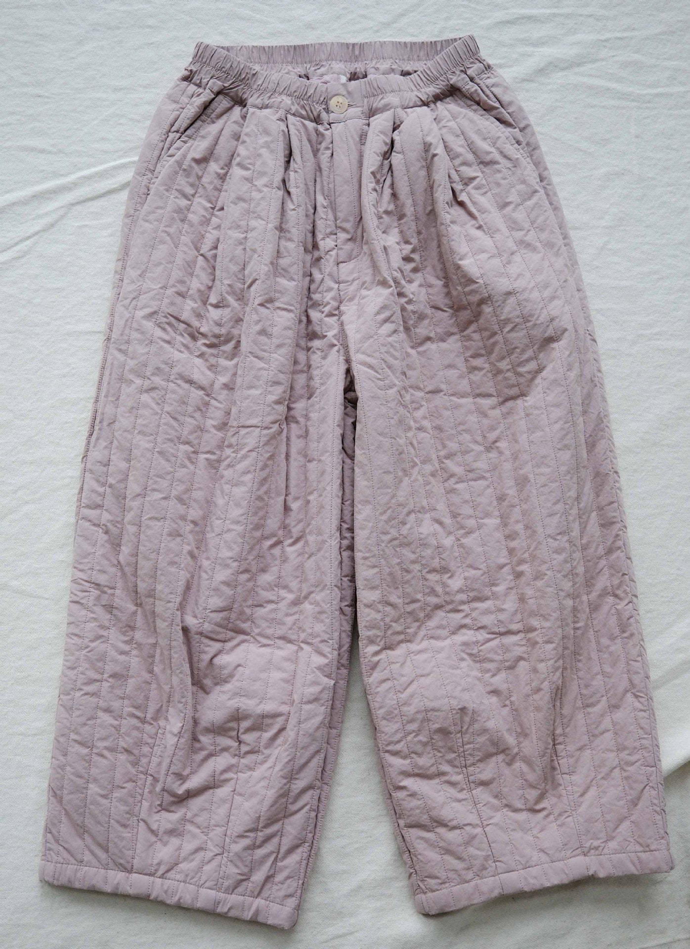 casual and literary thickened quilting cotton nine-point pants, clean and simple striped quilting cotton pants K22377