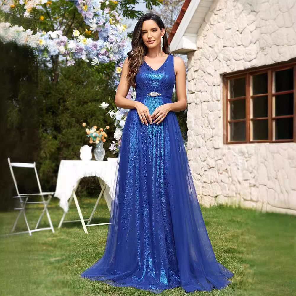 2025 Banquet evening dress women's popular new elegant dignified atmosphere thin host dress dress long dress