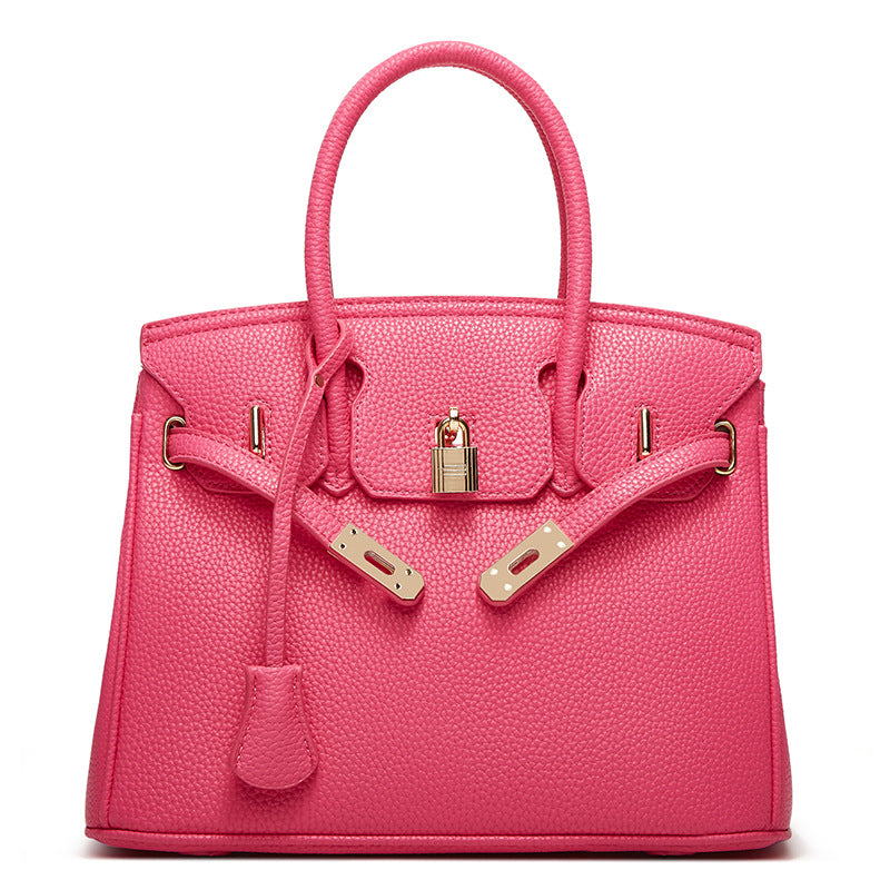 2025 Popularan beautiful women's bag fashion classic lychee pattern women's bag new portable platinum bag portable shoulder bag oblique span bag