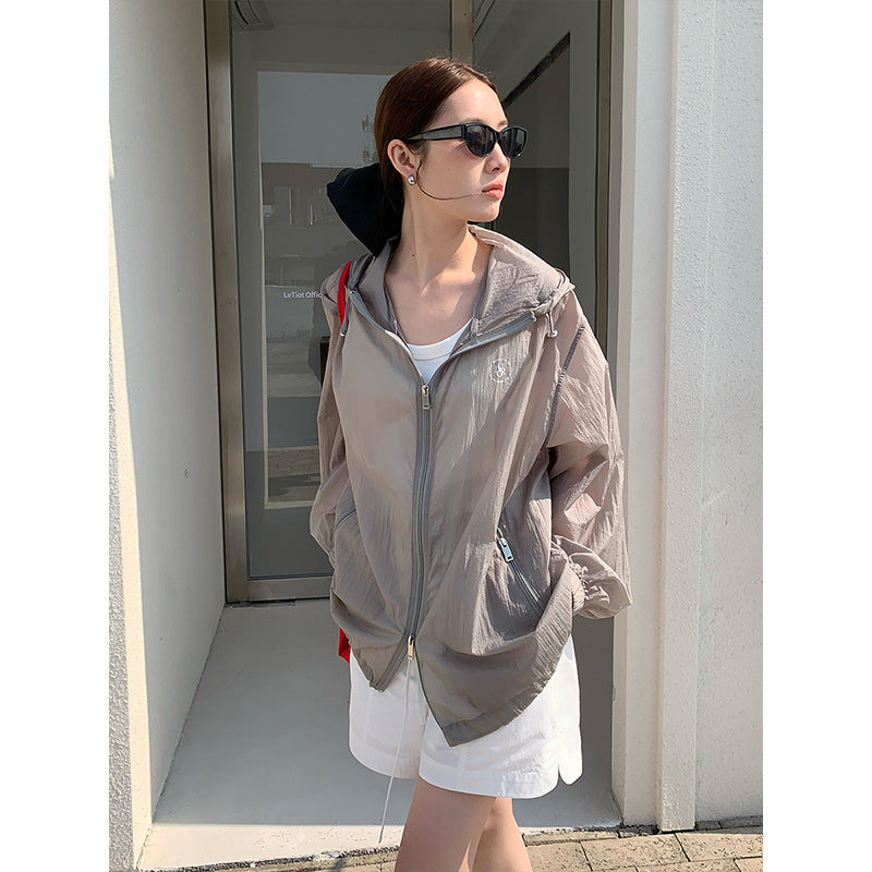 2025 breathable hooded sunscreen shirt summer 2025 new Korean version loose and versatile solid color coat T285