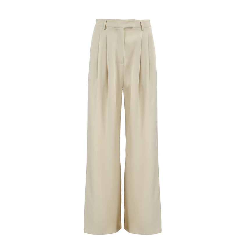 XAKXX Casual khaki fashion temperament wide-footed pants autumn and winter new versatile lazy style commuter high-waisted suit pants trousers