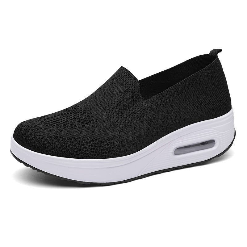 xakxx Women's Shoes Autumn Solid Color Breathable Flyknit Shoes Slip-on Women's Sneaker Socks Cross-Border Casual Shoes Women