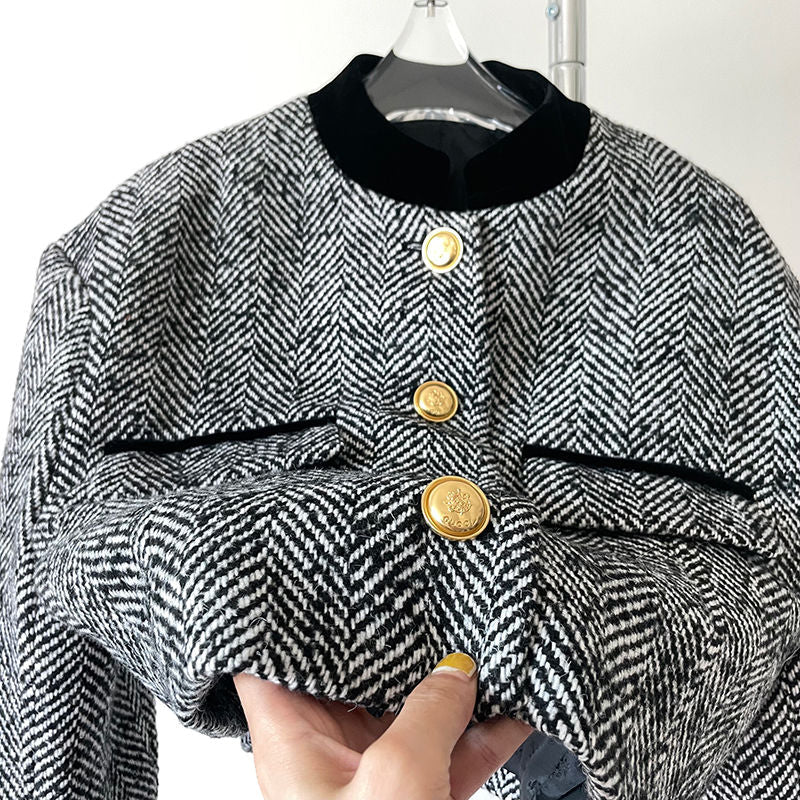 Purpdrank - Aesthetic Clothes Retro Fashion Jacket 2023 Spring Women's clothing design sense stand-up collar equestrian clothing French tweed short Coat Women