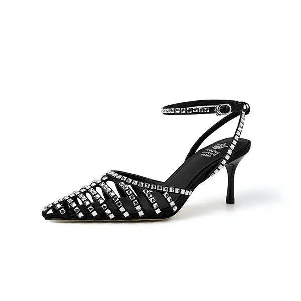 Beige Heeled Sandals Fashion Womens Shoes xakxx Med Shallow Mouth Black Pointed Luxury Block Closed Summer Medium Outside Comfort