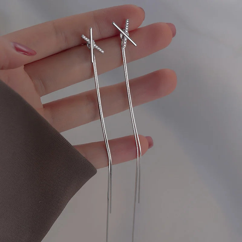 Accessories for Women Long Tassel Threader Earrings for Women Wave Shaped Simple Long Chain Earring Wedding Party Jewelry Gift