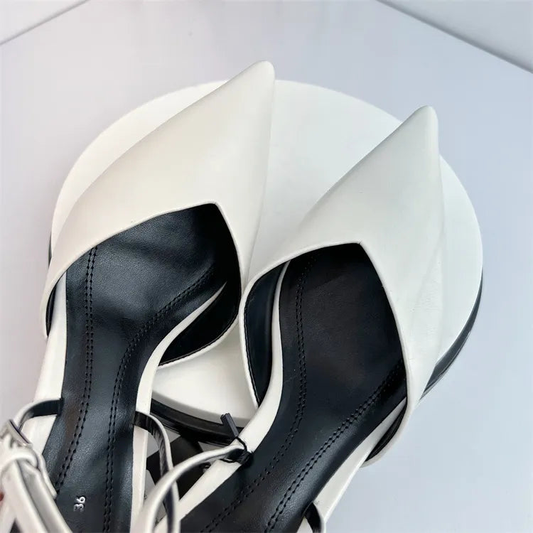 Beige Heeled Sandals Fashion Womens Shoes xakxx Med Shallow Mouth Black Pointed Luxury Block Closed Summer Medium Outside Comfort
