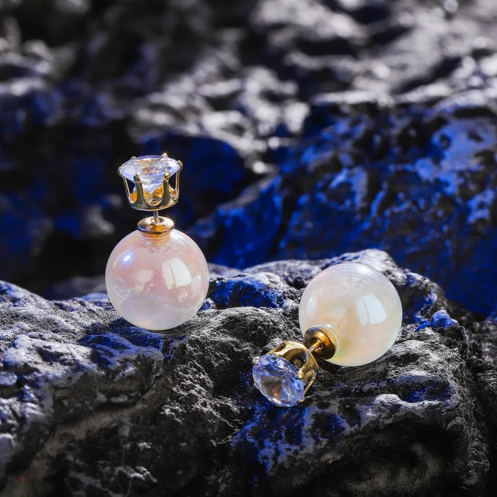 xakxx New Trend Simulation Pearl Long Earrings Women's Flower Rhinestone Wedding Pendant Earrings Fashion Korean Jewelry Earrings