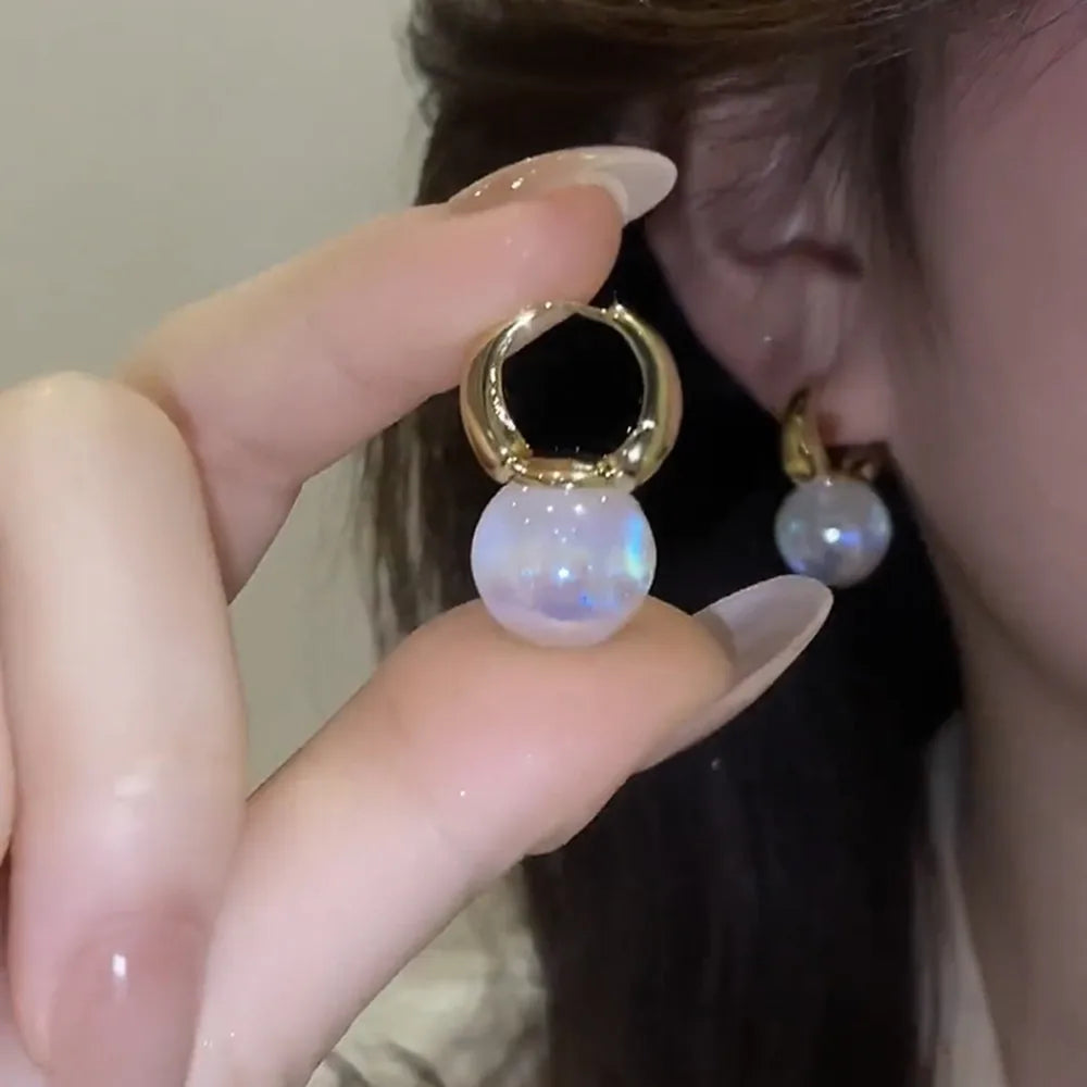 xakxx New Trend Simulation Pearl Long Earrings Women's Flower Rhinestone Wedding Pendant Earrings Fashion Korean Jewelry Earrings