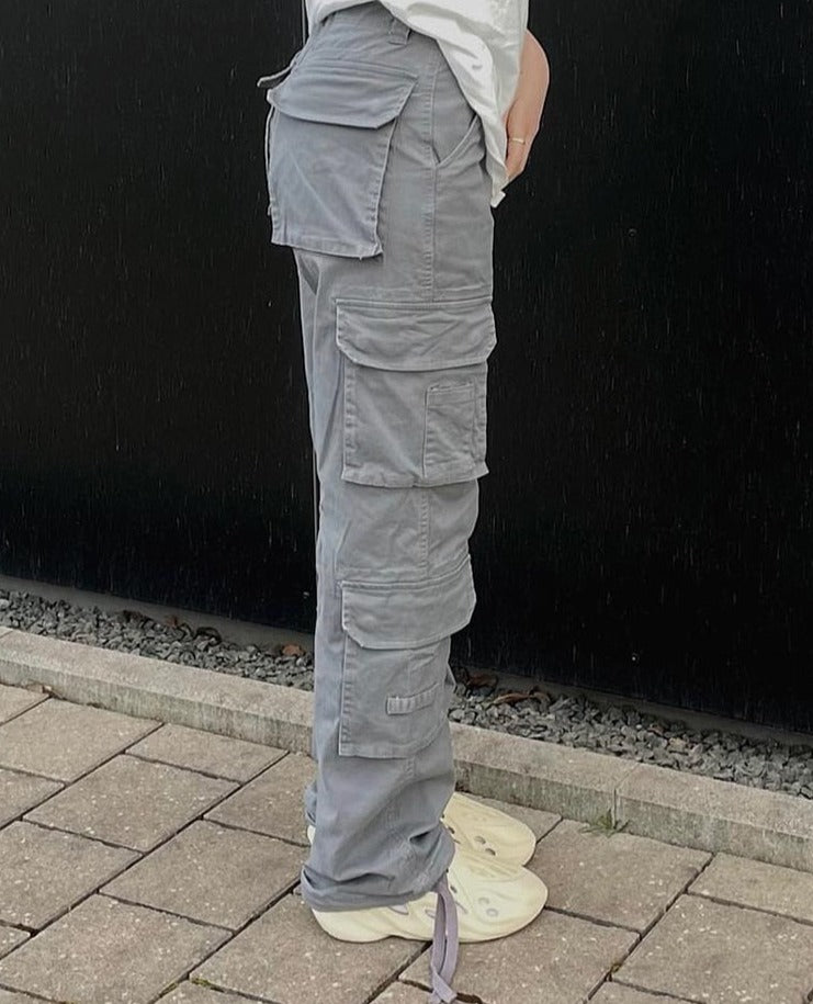 Purpdrank - 2023 New Vintage Cargo Pants Baggy Jeans Women Fashion 90s Streetwear Pockets Wide Leg High Waist Straight Y2k Denim Trousers Overalls