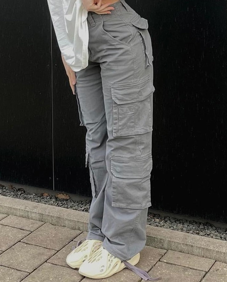 Purpdrank - 2023 New Vintage Cargo Pants Baggy Jeans Women Fashion 90s Streetwear Pockets Wide Leg High Waist Straight Y2k Denim Trousers Overalls