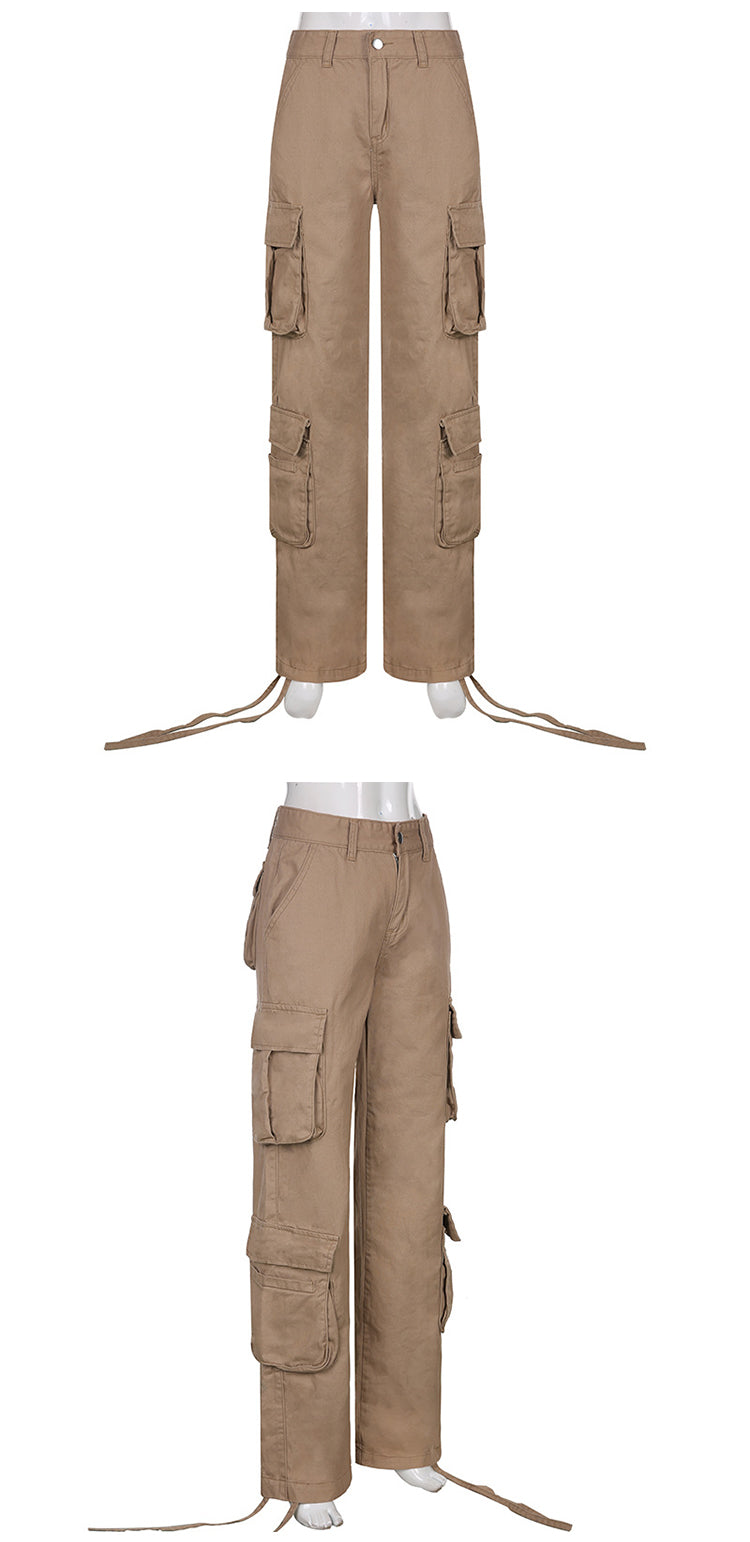 Purpdrank - 2023 New Vintage Cargo Pants Baggy Jeans Women Fashion 90s Streetwear Pockets Wide Leg High Waist Straight Y2k Denim Trousers Overalls