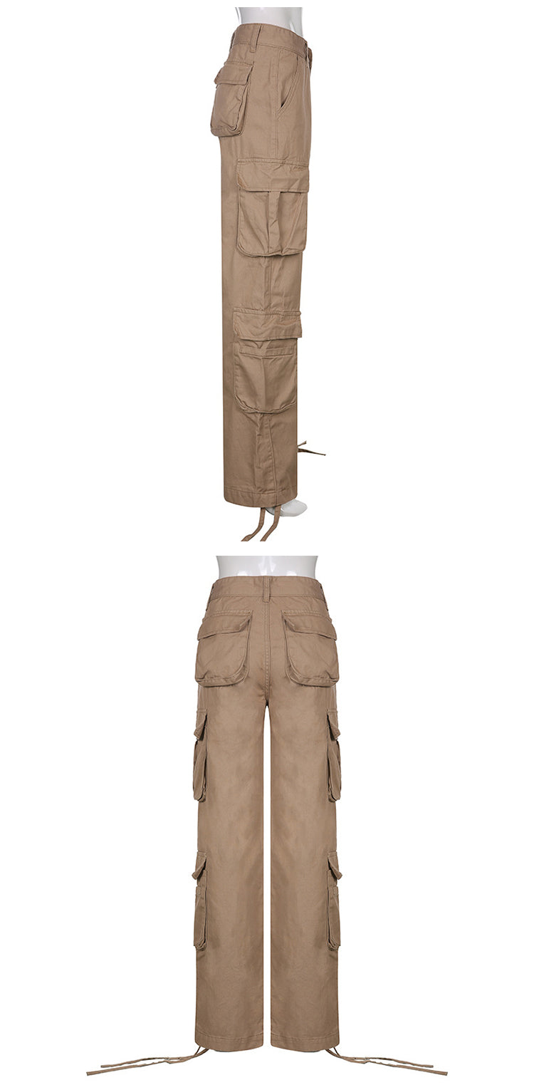 Purpdrank - 2023 New Vintage Cargo Pants Baggy Jeans Women Fashion 90s Streetwear Pockets Wide Leg High Waist Straight Y2k Denim Trousers Overalls