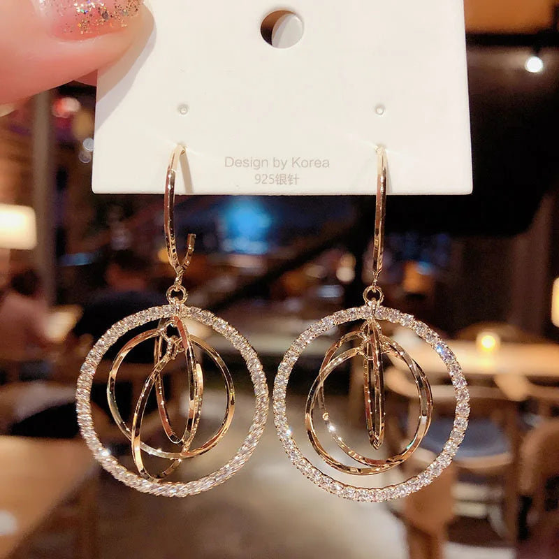 xakxx New Trend Simulation Pearl Long Earrings Women's Flower Rhinestone Wedding Pendant Earrings Fashion Korean Jewelry Earrings