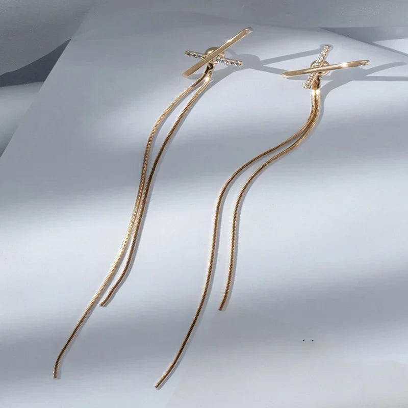 Accessories for Women Long Tassel Threader Earrings for Women Wave Shaped Simple Long Chain Earring Wedding Party Jewelry Gift