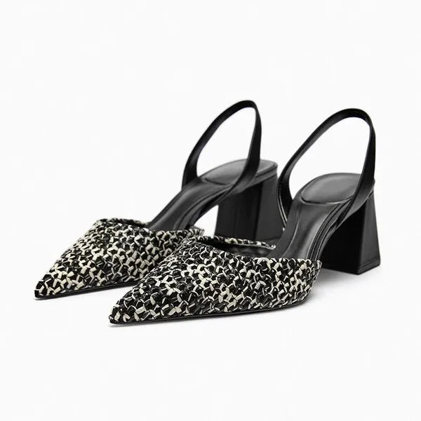 Beige Heeled Sandals Fashion Womens Shoes xakxx Med Shallow Mouth Black Pointed Luxury Block Closed Summer Medium Outside Comfort