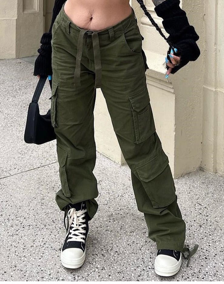 Purpdrank - 2023 New Vintage Cargo Pants Baggy Jeans Women Fashion 90s Streetwear Pockets Wide Leg High Waist Straight Y2k Denim Trousers Overalls
