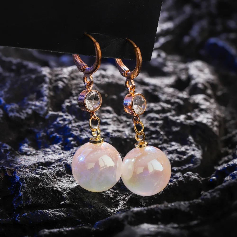xakxx New Trend Simulation Pearl Long Earrings Women's Flower Rhinestone Wedding Pendant Earrings Fashion Korean Jewelry Earrings