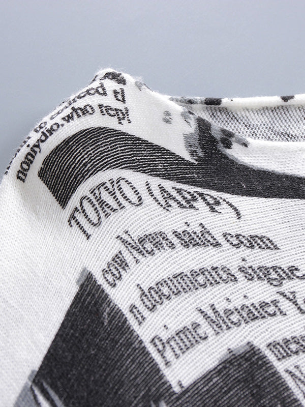 xakxx Long Sleeves Loose Letter Print Printed Round-Neck Knitwear Pullovers Sweater Tops
