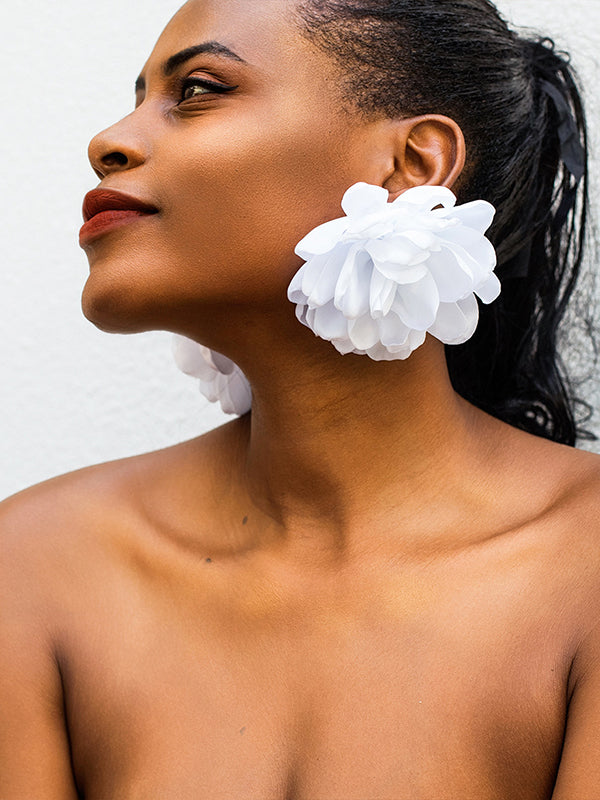 xakxx Solid Color Three-Dimensional Flower Drop Earrings