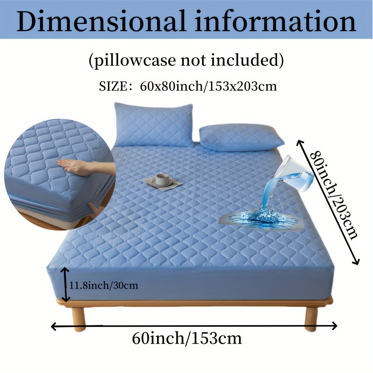 1pc Luxurious Waterproof Mattress Protector - Noiseless, Embossed, Dustproof, Thick, Breathable, Washable, Incontinence Protection - Ideal for Single, Twin, Full, Queen, King Bed Sizes, Bedroom, Guest Room, Apartment, School
