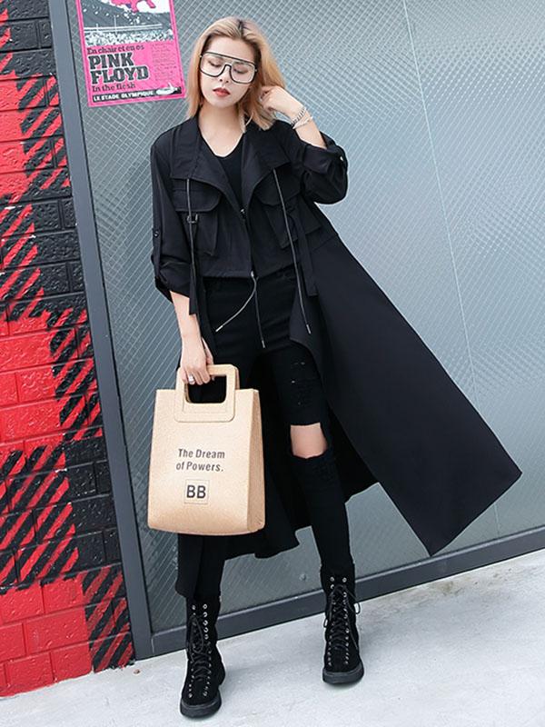 xakxx Light Loose Solid Trench Coat