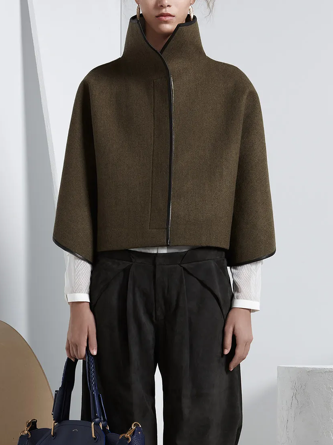 xakxx Vintage Loose Solid Color Stand Collar Jackets