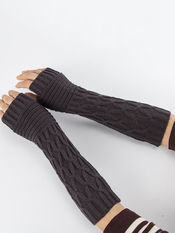 xakxx Solid Color Keep Warm Jacquard Knitted Sleevelet
