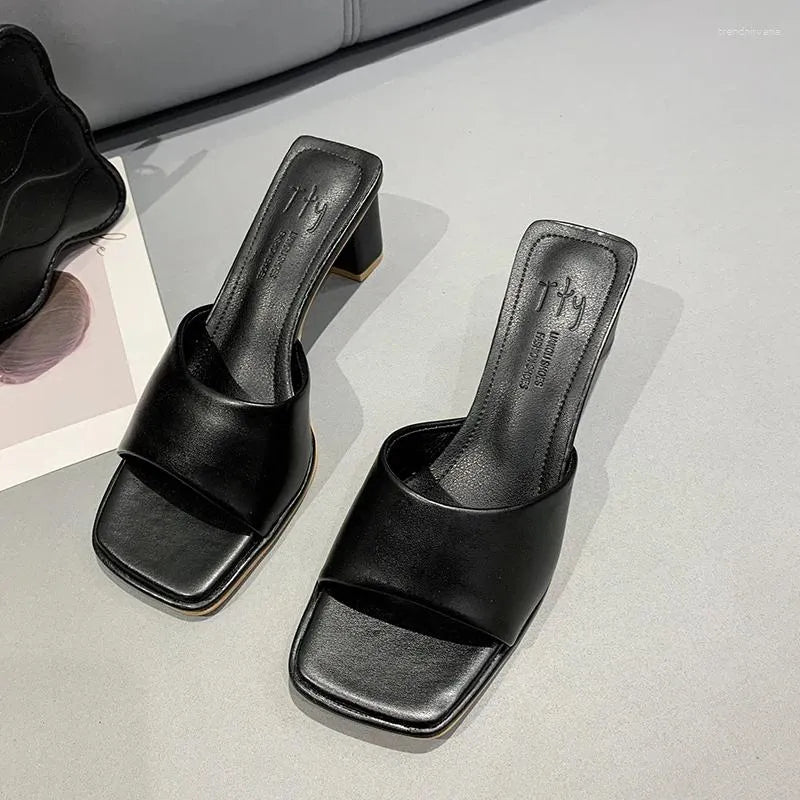 Slippers Summer Colorful Sandals Pink Blue High Heels Women Black White Elegant Slip On Pumps Ladies Sexy Beach Slides