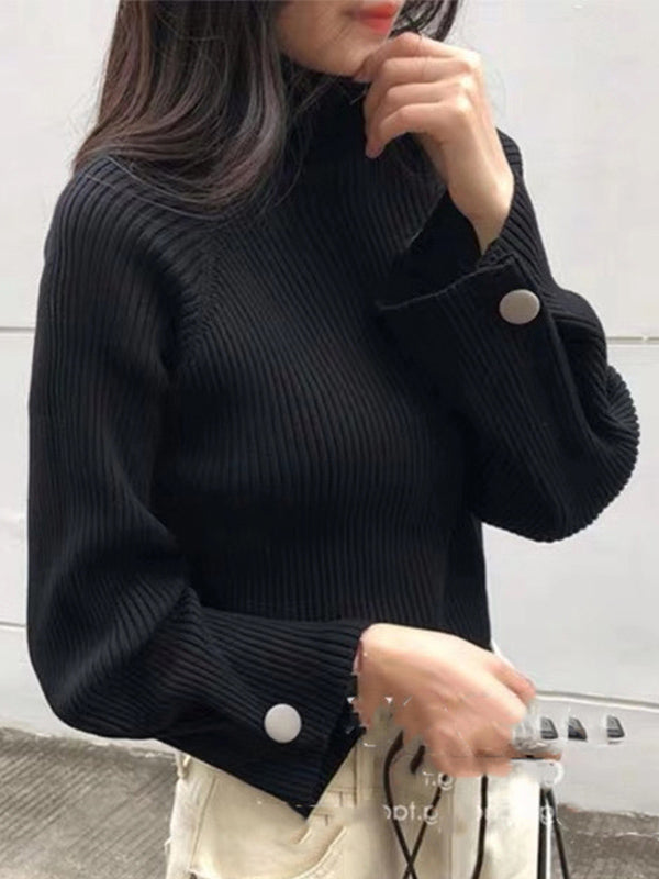 xakxx Simple Loose Solid Color High-Neck Sweater