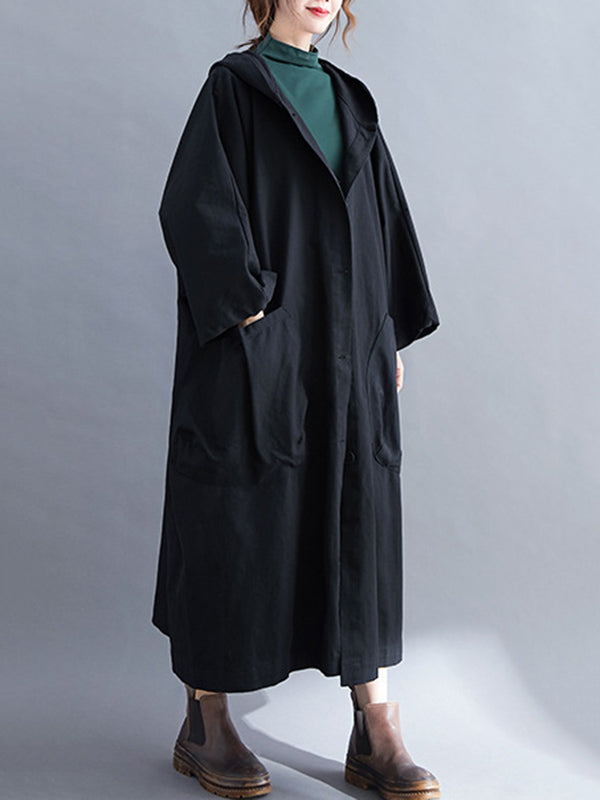 xakxx Loose Hooded Trench Long Coat