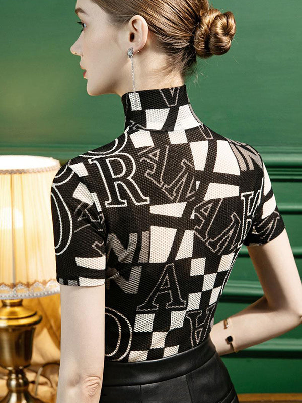 xakxx Urban Skinny Printed High-Neck T-Shirts Tops